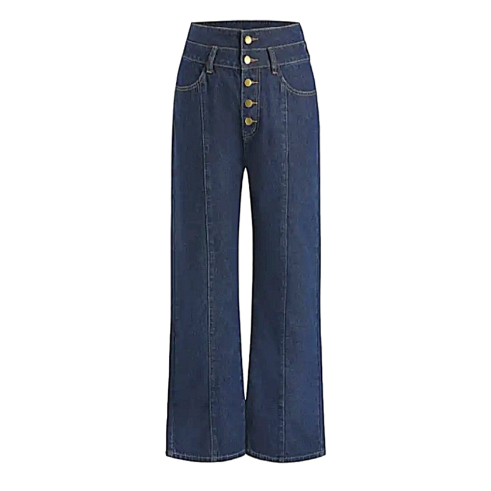 COPY - NWT Cider Retro High Waist Button Up Medium/Dark Wash Straight Leg Jeans